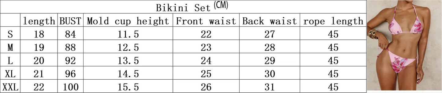 Women's 2pcs Swimsuit Set, Spring/Summer Ethnic-style Bikini with Crushed Floral Pattern