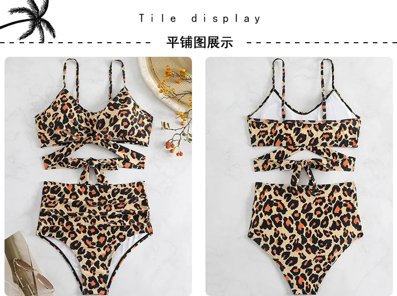 Women's High Waisted Bikini Sets Sporty Two Piece Swimsuits Color Block Cheeky High Cut Bathing Suits