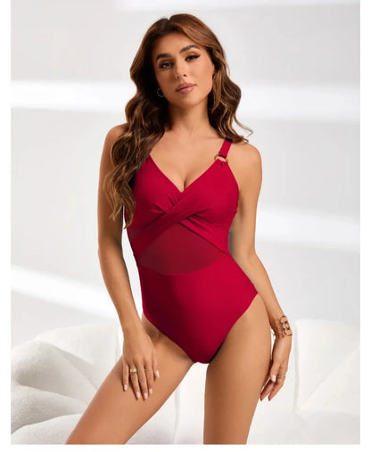 Womens One Piece Swimsuits Tummy Control Bathing Suits Mesh Swim Suits Full Coverage Swim Suit for Women