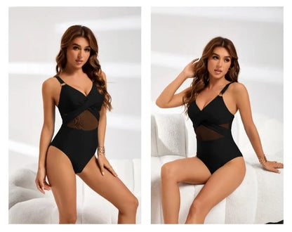 Womens One Piece Swimsuits Tummy Control Bathing Suits Mesh Swim Suits Full Coverage Swim Suit for Women