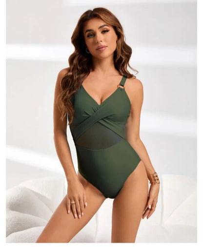 Womens One Piece Swimsuits Tummy Control Bathing Suits Mesh Swim Suits Full Coverage Swim Suit for Women