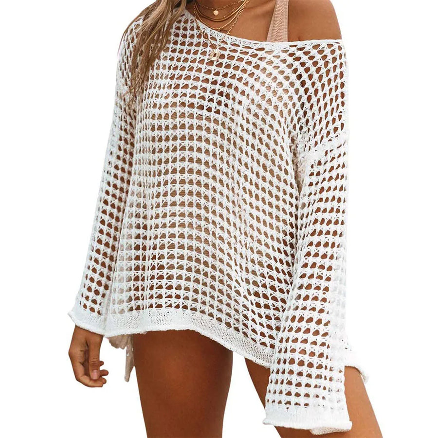 Crochet Cover Ups for Women Long Sleeve Sexy Hollow Out Swim Cover Up Knit Summer Outfits
