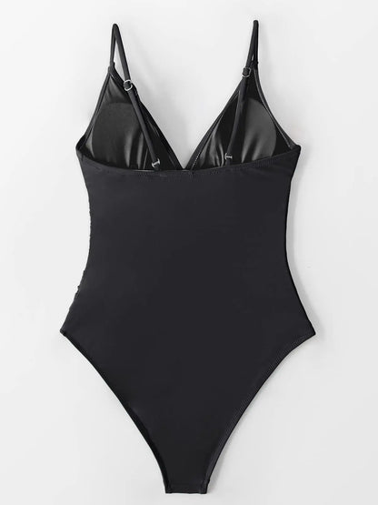 Women's One Piece Swimsuits Tummy Control Push Up Bathing Suits Wrap V Neck Cutout Tie Back Slimming Swimwear