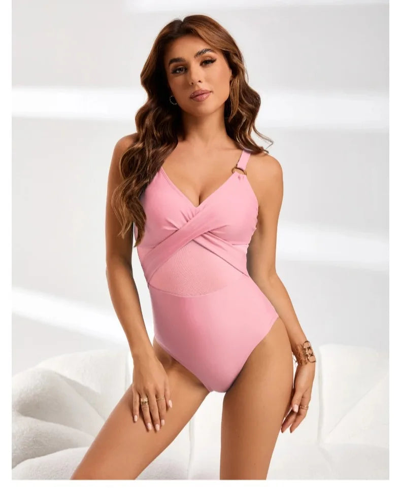 Womens One Piece Swimsuits Tummy Control Bathing Suits Mesh Swim Suits Full Coverage Swim Suit for Women