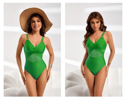 Womens One Piece Swimsuits Tummy Control Bathing Suits Mesh Swim Suits Full Coverage Swim Suit for Women
