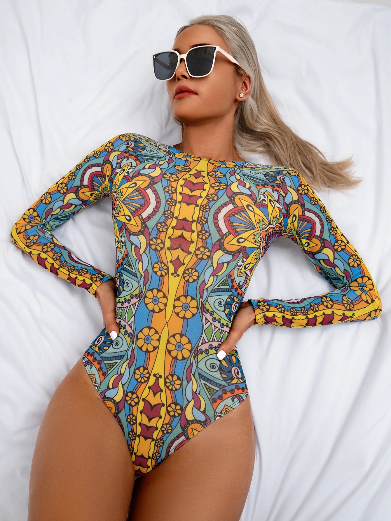 Bikini Bodysuit Swimwear Women With Skirt Bathing Suit Summer New Ruffle Splice Print Beachwear Holiday Bikini Cover Ups Outfits