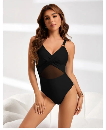 Womens One Piece Swimsuits Tummy Control Bathing Suits Mesh Swim Suits Full Coverage Swim Suit for Women